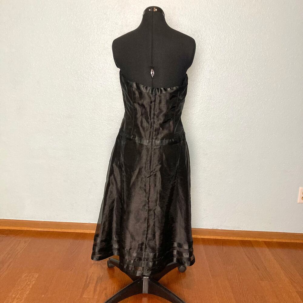 10 Dessy Collection Strapless Black Bow Belt Stripe Prom Formal Party Dress - Picture 8 of 8